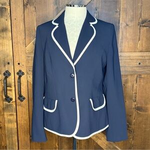 PENDLETON Navy Blue Blazer White Piping Women’s Size 10